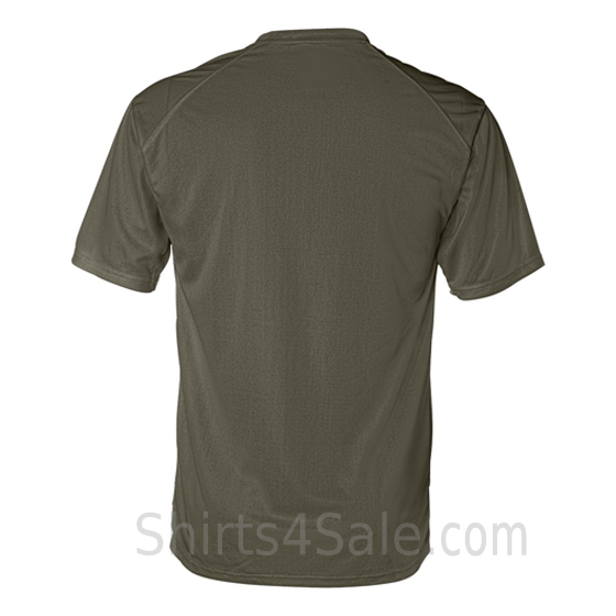 army green t-shirt with sport shoulders back view
