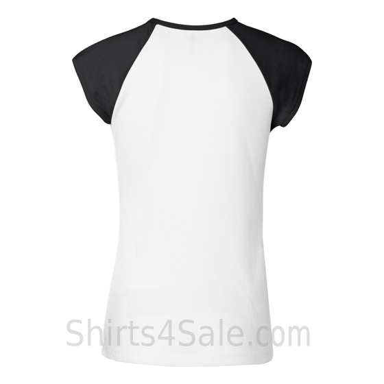 Black Cap Sleeve White Women's 2Color Tee Shirt back view
