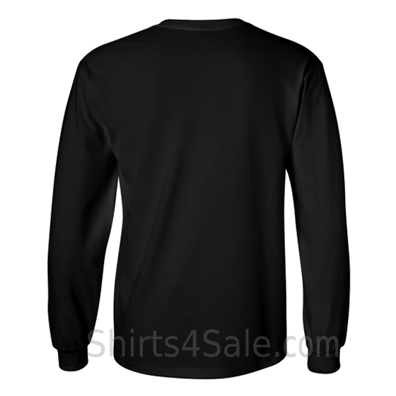 black cotton long sleeve mens tee shirt back view