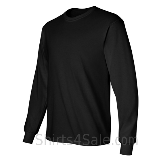 black cotton long sleeve mens tee shirt side view