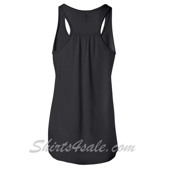 Black Ladies' Flowy Racerback Tank back view