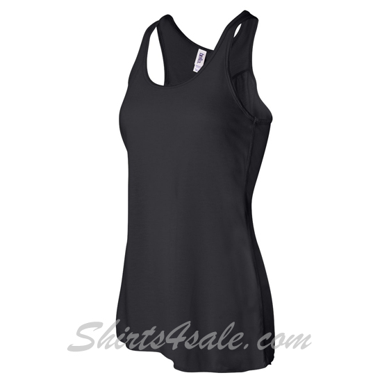 Black Ladies' Flowy Racerback Tank side view