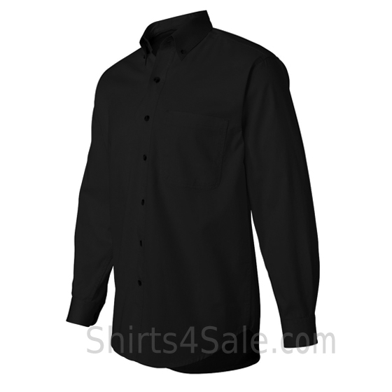 black long sleeve men's cotton dress shirt side view