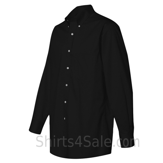 black long sleeve men's fashion twill dress shirt side view