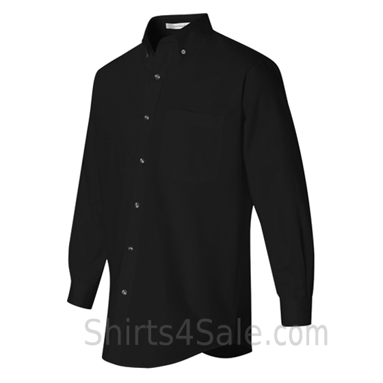 black long sleeve stain Resistant mens dress shirt side view