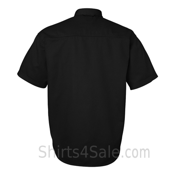 black short sleeve men's cotton dress shirt back view
