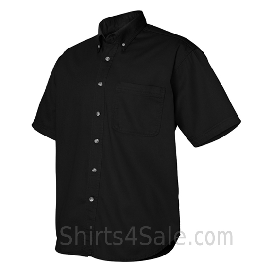 black short sleeve men's cotton dress shirt side view
