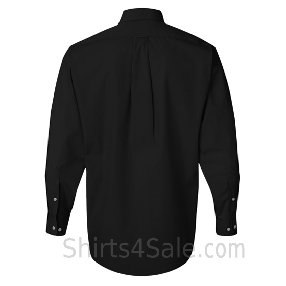 black silky poplin collared shirt back view