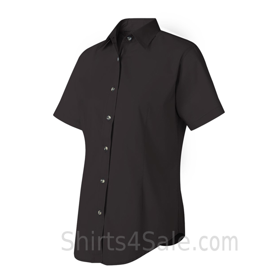 Black Women's Stain Resistant Short Sleeve Shirt side view