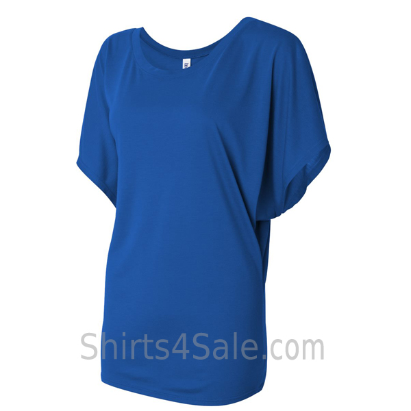 Blue Women's Dolman Draped Shirt side view