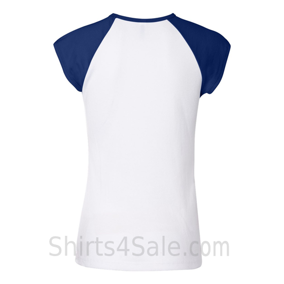 Blue Cap Sleeve White Women's 2Color Tee Shirt back view