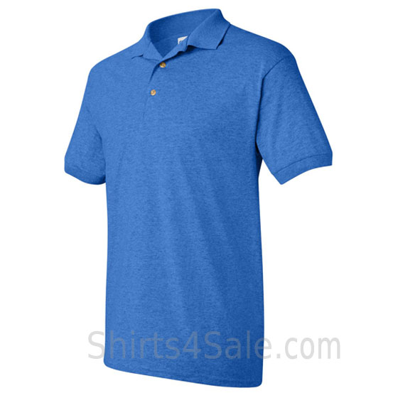 blue dry blend jersey mens sport polo shirt side view