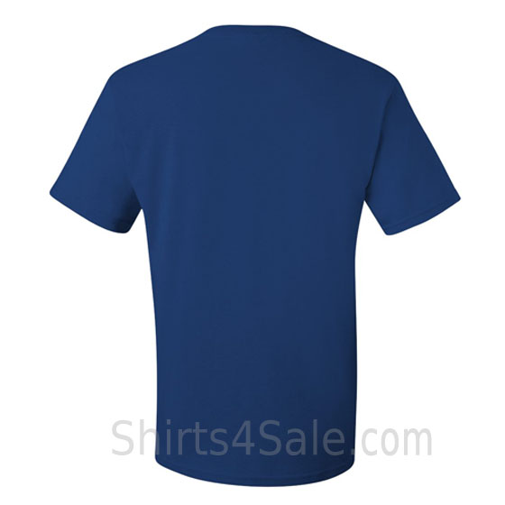 blue heavyweight durable fabric mens tshirt back view