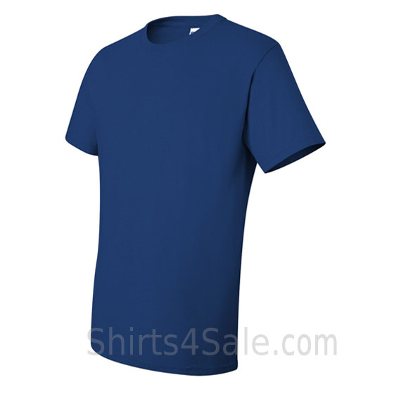blue heavyweight durable fabric mens tshirt side view