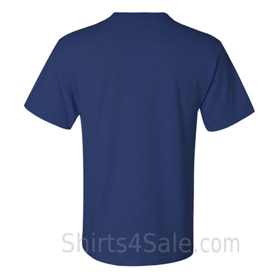 blue heavyweight durable fabric men's tshirt with a pocket back view