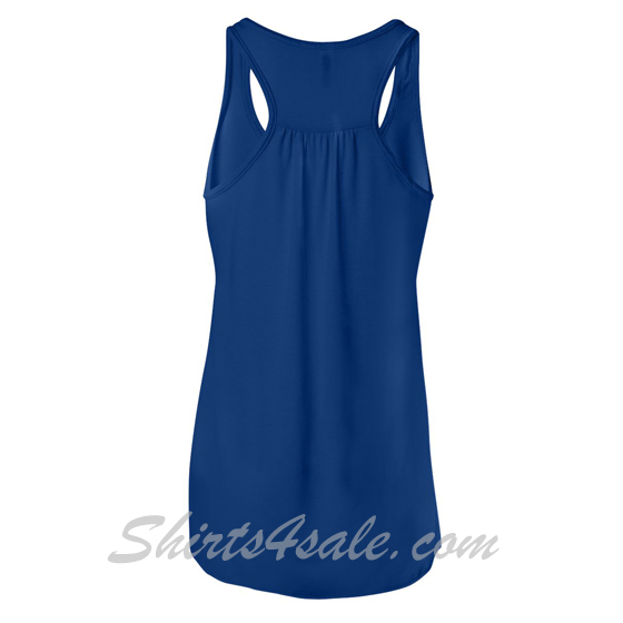 Blue Ladies' Flowy Racerback Tank back view