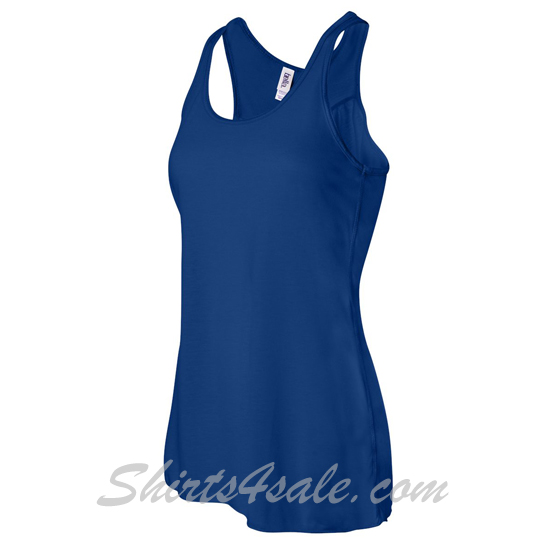 Blue Ladies' Flowy Racerback Tank side view