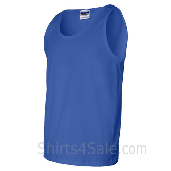 blue ultra cotton mens tank top side view