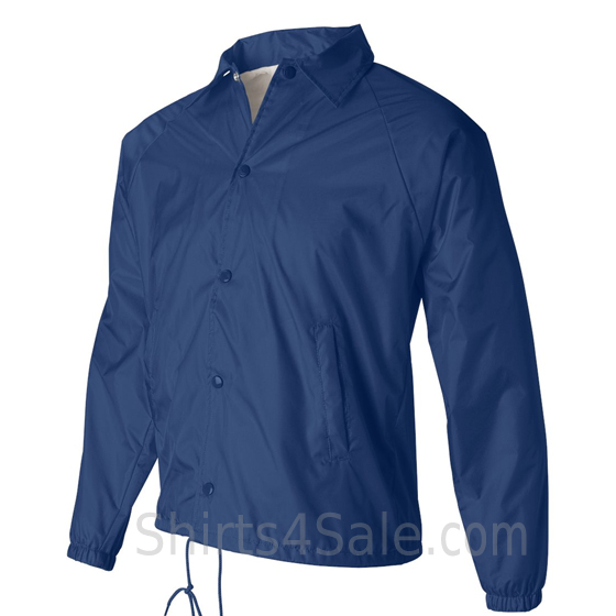 blue water resistant coach's jacket