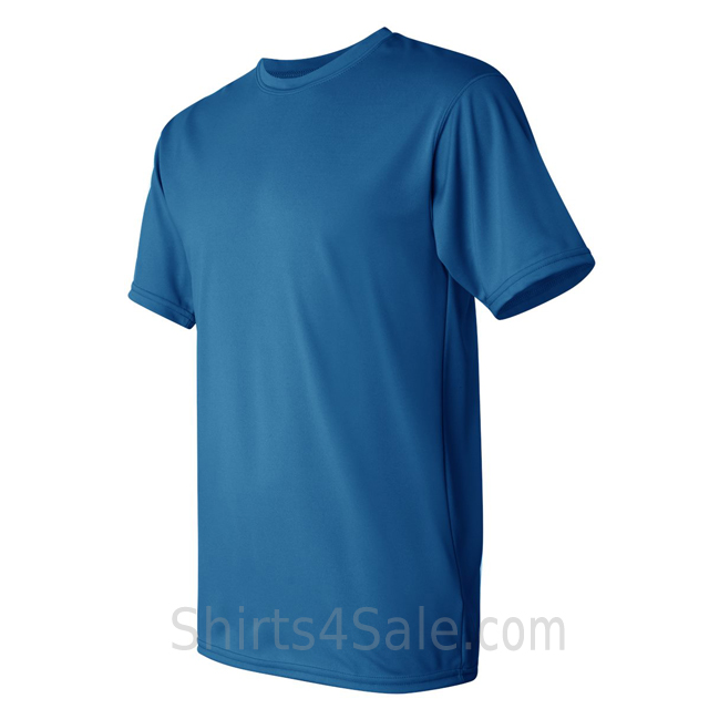 Bright Blue performance t shirt for men side view 790