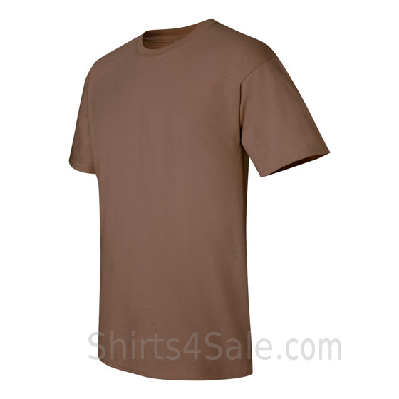 brown cotton mens t shirt side view