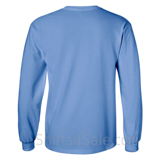 carolina blue cotton long sleeve mens tee shirt back view