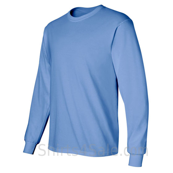 carolina blue cotton long sleeve mens tee shirt side view