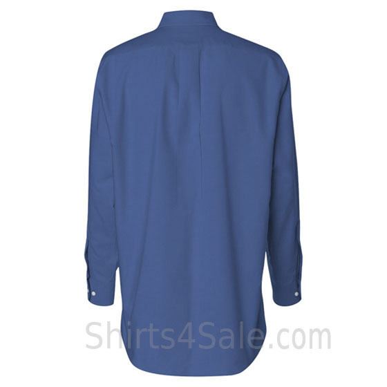 cerulean blue long sleeve Oxford dress shirt back view