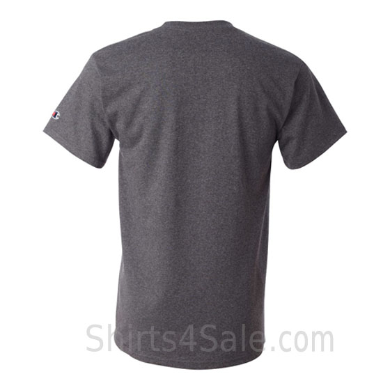 champion charcoal short sleeve tagless men's tee shirt back view