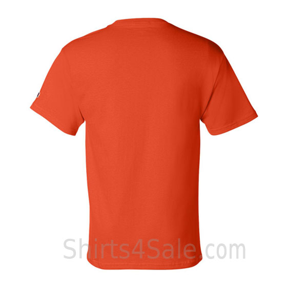 champion dark orange short sleeve tagless men's tee shirt back view