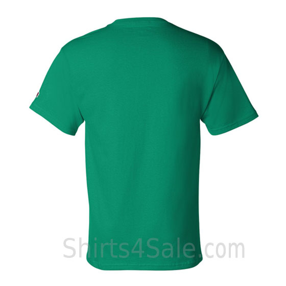 champion green short sleeve tagless men's tee shirt back view