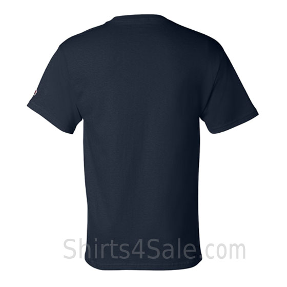 champion navy short sleeve tagless men's tee shirt back view