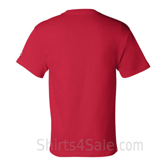 champion red short sleeve tagless men's tee shirt back view