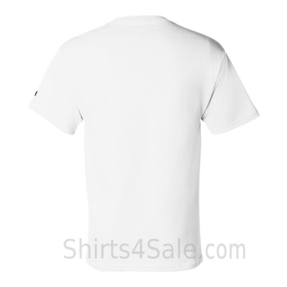 champion white short sleeve tagless men's tee shirt back view