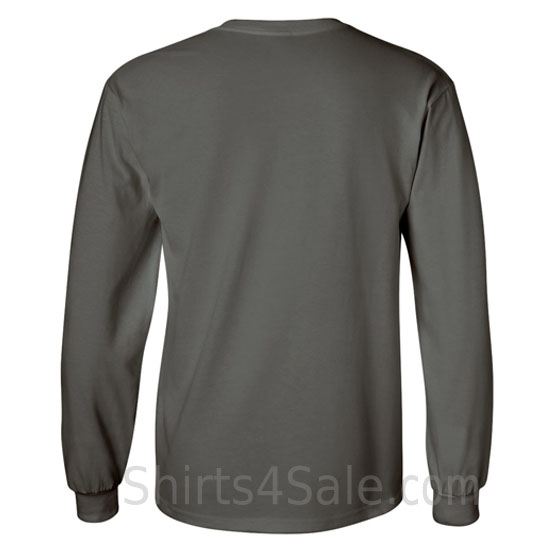 charcoal cotton long sleeve mens tee shirt back view