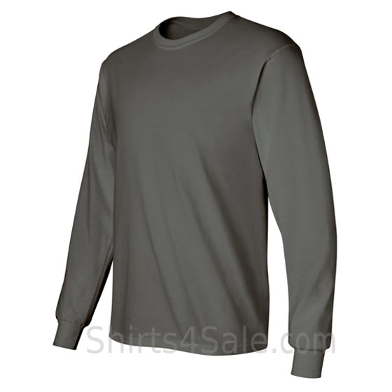 charcoal cotton long sleeve mens tee shirt side view