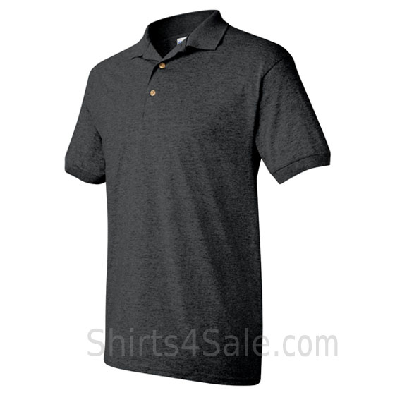 charcoal dry blend jersey mens sport polo shirt side view
