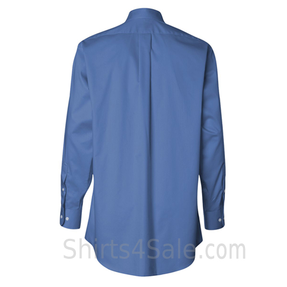 cobalt blue long sleeve men's fashion twill dress shirt back view