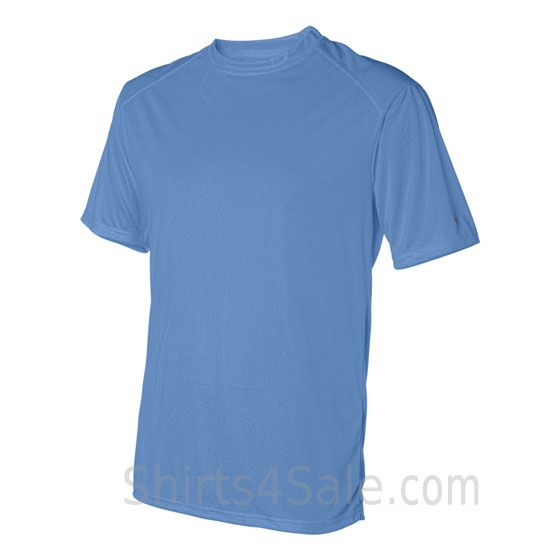 columbia blue t-shirt with sport shoulders side view