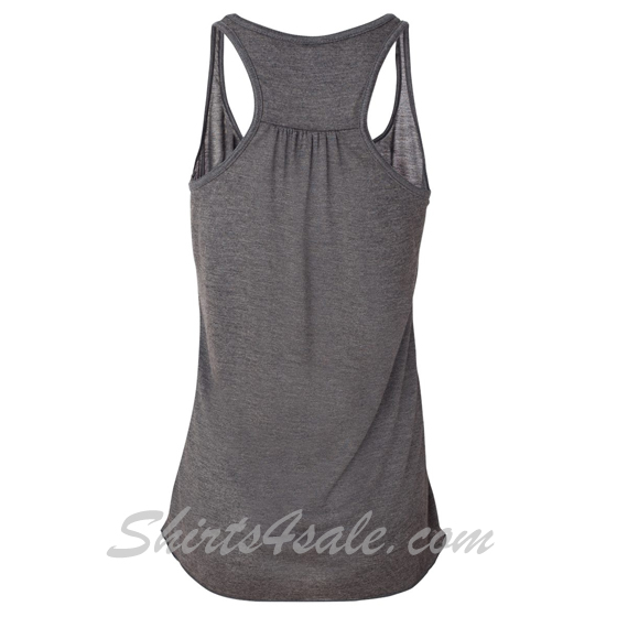 Dark Gray Ladies' Flowy Racerback Tank back view