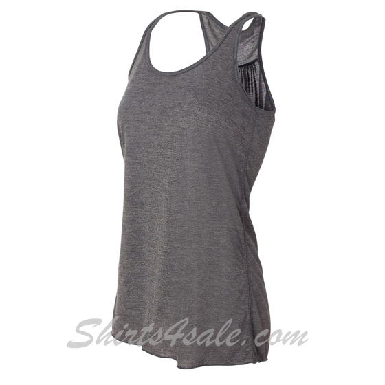 Dark Gray Ladies' Flowy Racerback Tank side view