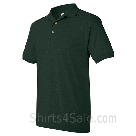 dark green dry blend jersey mens sport polo shirt side view