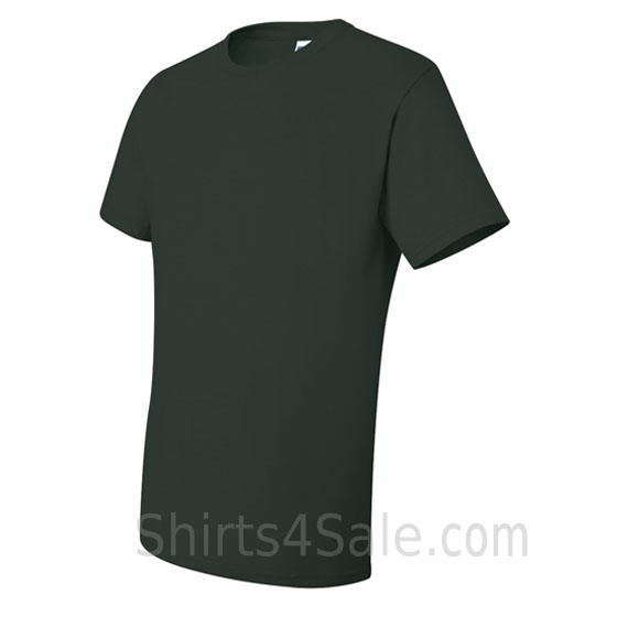 dark green heavyweight durable fabric mens tshirt side view