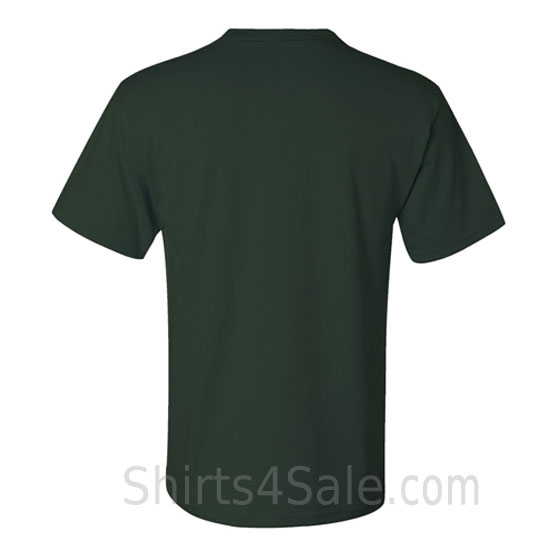 dark green heavyweight durable fabric men's tshirt with a pocket back view