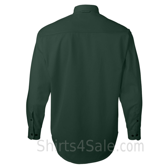 dark green long sleeve men's cotton dress shirt back view