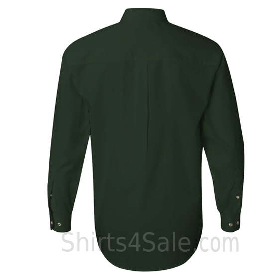 dark green long sleeve stain Resistant mens dress shirt back view
