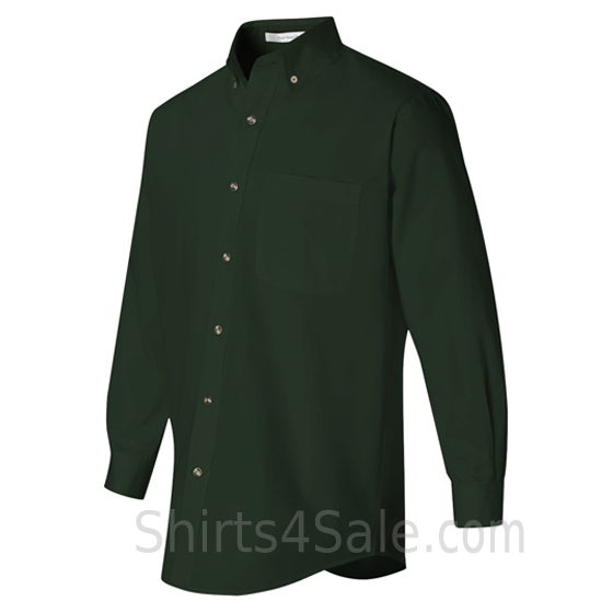 dark green long sleeve stain Resistant mens dress shirt side view