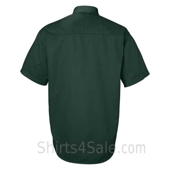 dark green short sleeve men's cotton dress shirt back view