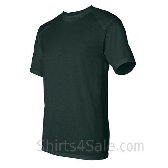 Dark Green short sleeve performance tee shirt for men side view