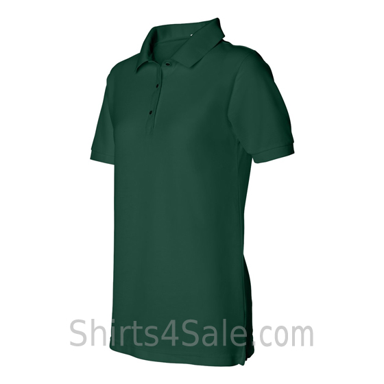Dark Green Womens Pique Knit Sport Shirt side view